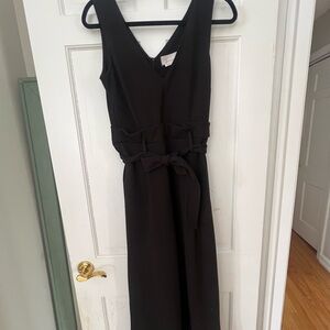 Anthropologie Black Midi Dress with Belted Waist